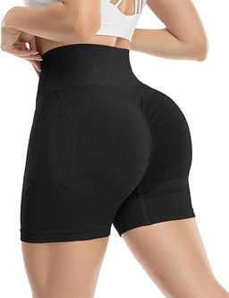 BRACHY - Yoga Shorts Spandex Shapewear High Waisted Booty Scrunch Workout Shorts (M)
