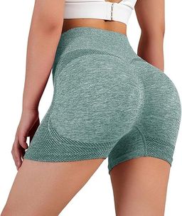 BRACHY - Yoga Shorts Spandex Shapewear High Waisted Booty Scrunch Workout Shorts (M)