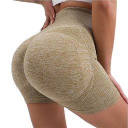 BRACHY - Yoga Shorts Spandex Shapewear High Waisted Booty Scrunch Workout Shorts (M)
