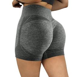 BRACHY - Yoga Shorts Spandex Shapewear High Waisted Booty Scrunch Workout Shorts (M)