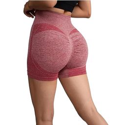 BRACHY - Yoga Shorts Spandex Shapewear High Waisted Booty Scrunch Workout Shorts (M)