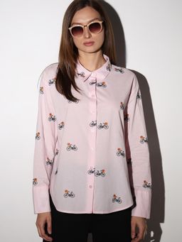 VERO MODA - Pink Cycle Embroidered Shirt