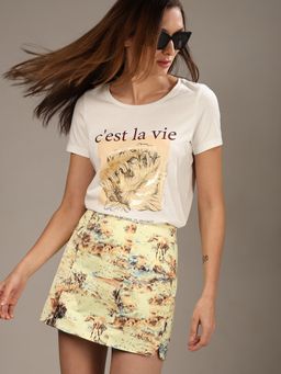 VERO MODA - White Foil Floral Print T-Shirt