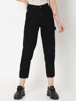 VERO MODA - Black Mid Rise Straight Fit Jeans