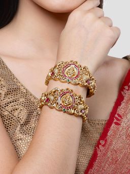 Karatcart - Gold Plated Set Of 2 Elephant Design Bangle For Women