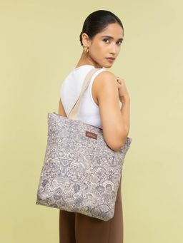 Zouk - Beige Colaba Shirin Ivy Tote Bag
