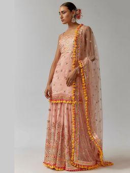 Gopi Vaid - Sonia Strappy Pink Kurta with Sharara and Dupatta