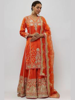 Gopi Vaid - Baani Orange Kurta with Sharara and Dupatta