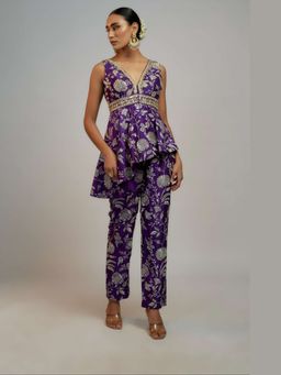 Gopi Vaid - Golconda Adveta Purple Co-Ord Set