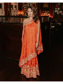 Gopi Vaid - Golconda Aashna Orange Top with Sharara