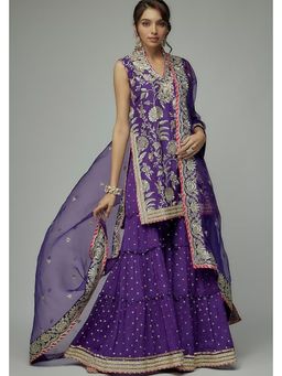 Gopi Vaid - Golconda Sitara Purple Kurta with Sharara and Dupatta