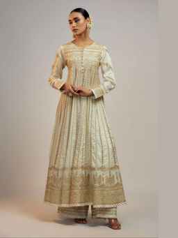 Gopi Vaid - Golconda Suhana White Anarkali Kurta with Palazzo