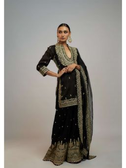 Gopi Vaid - Radhika Madan In Golconda Shiddat Black Kurta with Sharara and Dupatta