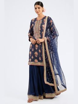 Gopi Vaid - Aditi Blue Kurta with Sharara and Dupatta