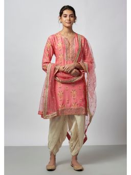 Gopi Vaid - Moulika Pink Kurta with Dhoti and Dupatta