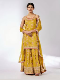 Gopi Vaid - Advika Mustard Kurta with Sharara and Dupatta
