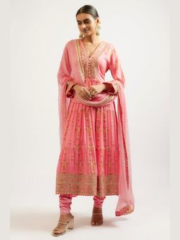 Gopi Vaid - Joshna Tiered Pink Anarkali Kurta with Churidar and Dupatta