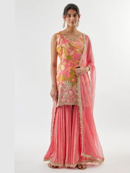Gopi Vaid - Sofina Pink Kurta with Sharara and Dupatta