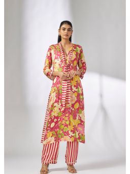 Gopi Vaid - Lily Scarf Pink Kurta with Palazzo