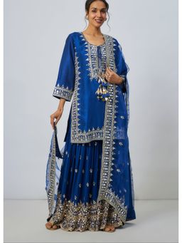Gopi Vaid - Pariza Blue Kurta with Sharara and Dupatta