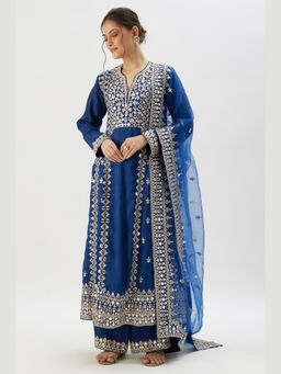 Gopi Vaid - Amiha Blue Anarkali Kurta with Palazzo and Dupatta