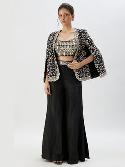 Gopi Vaid - Ajala Black Blouse with Palazzo and Jacket