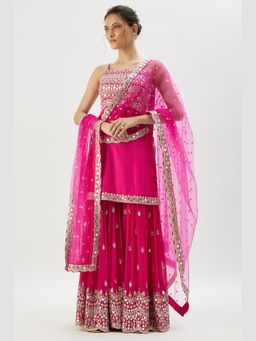 Gopi Vaid - Kiah Pink Kurta with Sharara and Dupatta