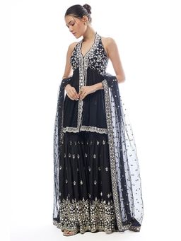 Gopi Vaid - Eila Black Kurta with Sharara and Dupatta