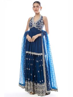 Gopi Vaid - Eila Blue Kurta with Sharara and Dupatta