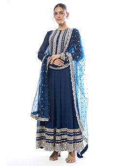 Gopi Vaid - Varya Blue Anarkali Kurta with Pant and Dupatta