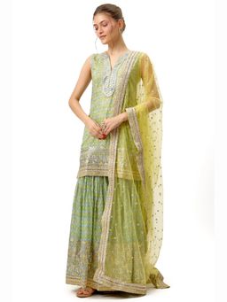Gopi Vaid - Dhruvi Yellow Kurta with Sharara and Dupatta