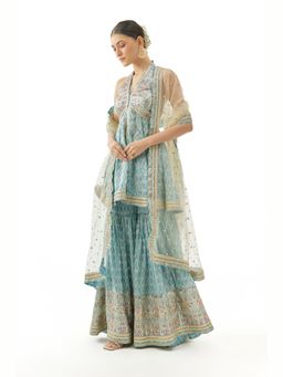 Gopi Vaid - Janhavi Peplum Blue Top with Sharara and Dupatta