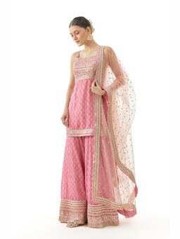Gopi Vaid - Nitya Pink Kurta with Sharara and Dupatta