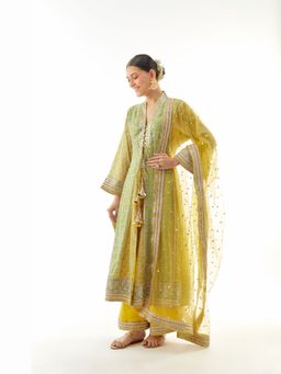 Gopi Vaid - Harshika Yellow Anarkali Kurta with Palazzo and Dupatta