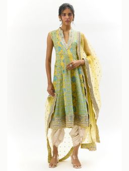 Gopi Vaid - Smriti Yellow Kurta with Dhoti and Dupatta