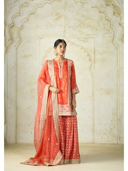Gopi Vaid - Mumtaz Orange Kurta with Sharara and Dupatta
