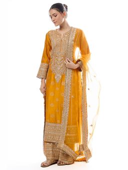 Gopi Vaid - Badeeah Mustard Kurta with Palazzo and Dupatta