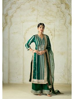 Gopi Vaid - Lakshmi Green Kurta with Palazzo and Dupatta
