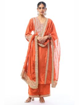 Gopi Vaid - Alizeh Orange Kurta with Palazzo and Dupatta