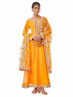 Gopi Vaid - Arushi Yellow Anarkali Kurta with Pant and Dupatta