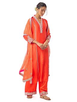 Gopi Vaid - Kayra Orange Kurta with Palazzo and Dupatta