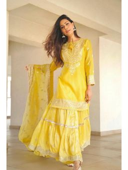 Gopi Vaid - Rati Yellow Kurta with Sharara and Dupatta