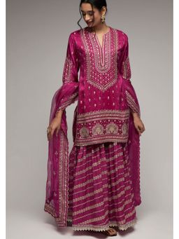 Gopi Vaid - Rati with Jamdani Pink Kurta with Sharara and Dupatta