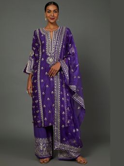 Gopi Vaid - New Rati Purple Kurta with Palazzo and Dupatta