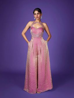 Qunic - Masquerade Embellished Pink Jumpsuit
