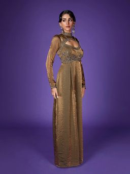 Qunic - Elvoria Embellished Gold Jumpsuit