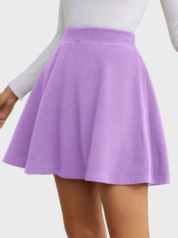 Buynewtrend - Lavender Solid Women and Girls Mini Skater Skirt