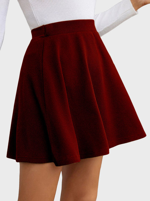 Buy Buynewtrend Maroon Solid Women and Girls Mini Skater Skirt Online