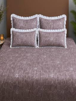 Threadwear - Chocolate Floral Super King Bedsheet Set