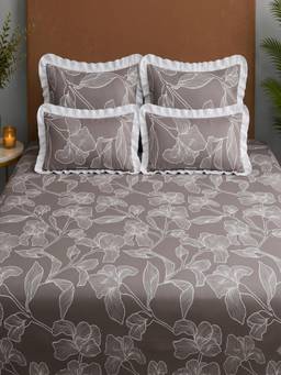 Threadwear - Chocolate Floral Super King Bedsheet Set